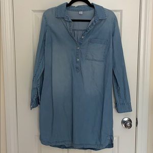 Lightweight “Denim” Shirt Dress (mini long sleeve)